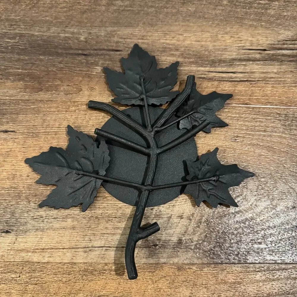 Longaberger Wrought Iron Maple Leaf Candle Stand Black Display Centerpiece READ